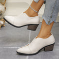 black ankle boots plus sizefashion black pointed thick soleflats women's british style small leather shoes fashion thick heel