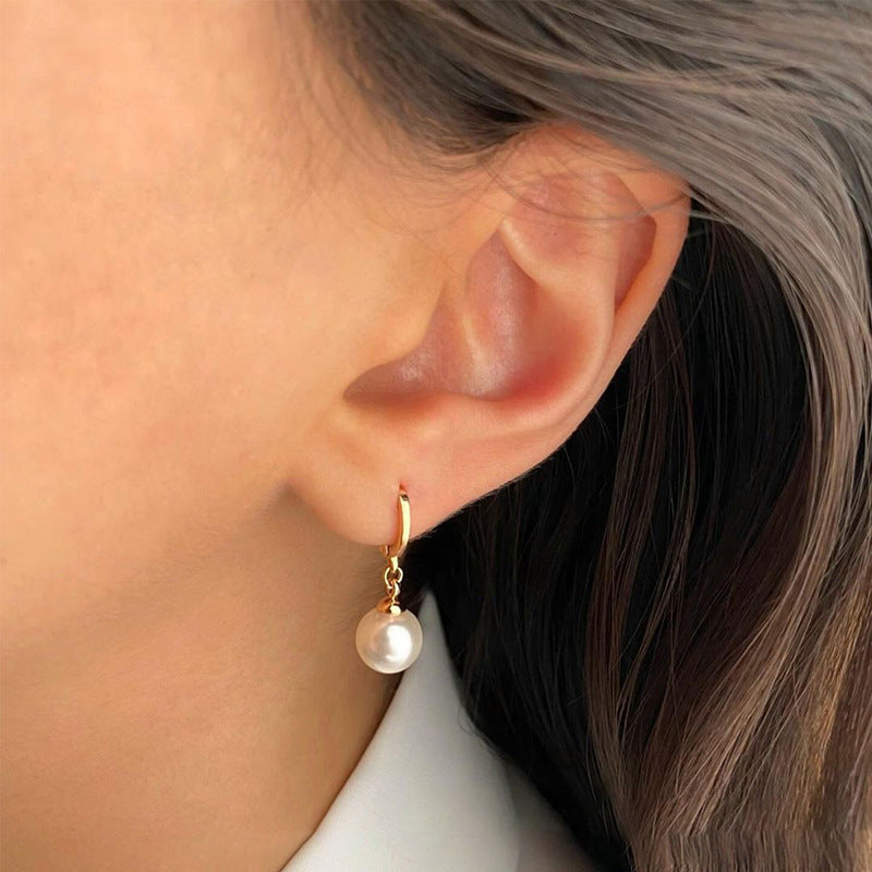 Pearl necklace and earring set wholesale - european and american cross-border jewelry - alloy, light luxury, niche, high-end, autumn/winter sweater necklace