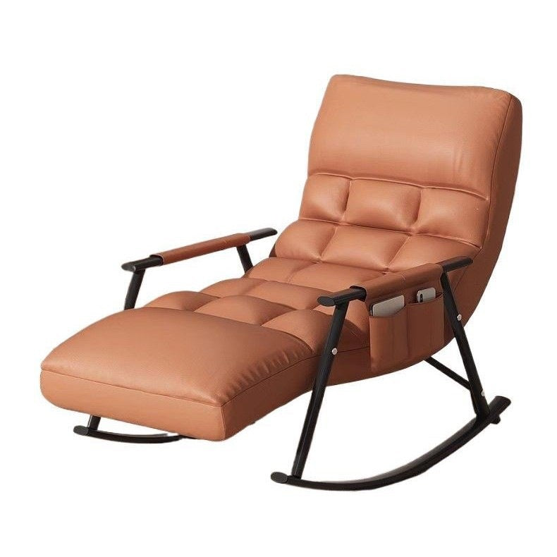 Balcony leisure rocking chair - adult size, sleepable, home use, sunbathing, sit & sleep 2-in-1 lazy lounger, single sofa chair