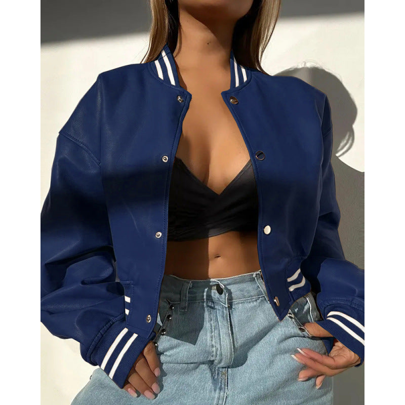 Independent station  new arrival long sleeves motorcycle fashion pu leather jacket small outwear