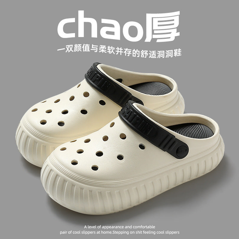 Crocs women's summer outwear 2024best selling thick sole heightening beach non-slip toe cap sandals women's new arrival