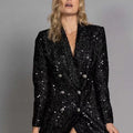 new arrivalfashionfashion socialite v-neck elegant suit outwear double-breasted black sequin silmlongtops