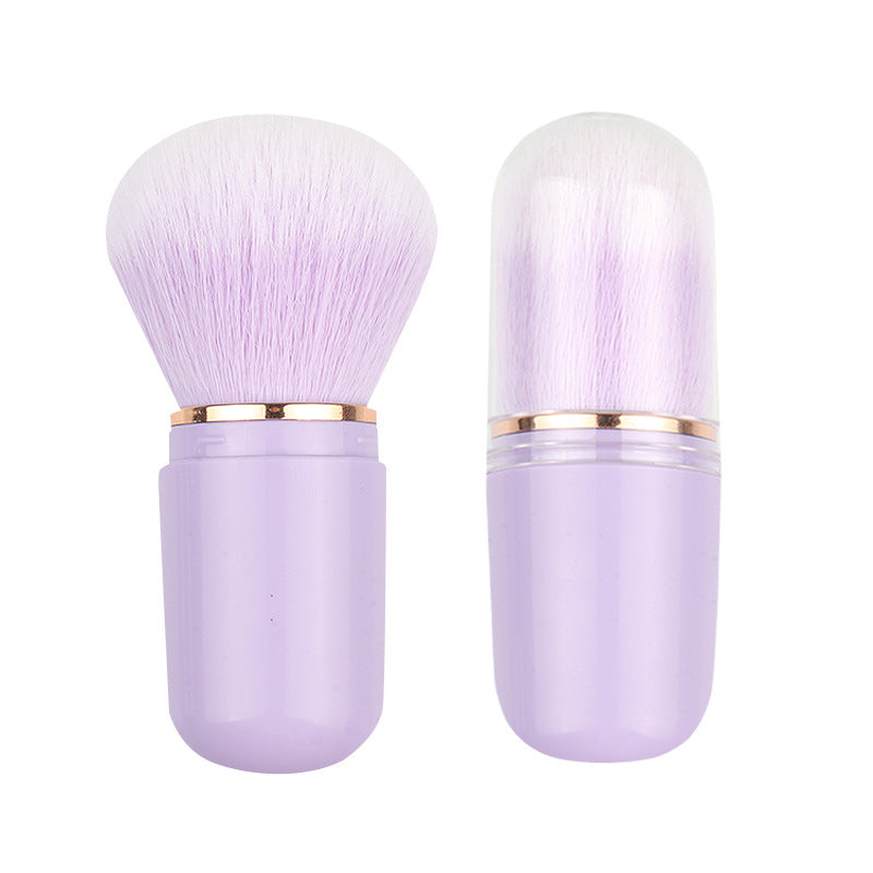 Portable 5-in-1 makeup brush set: retractable blush brush, eyeshadow brush, silicone head concealer brush, angled liner brush, and makeup brush