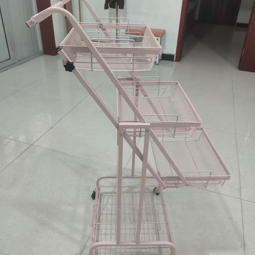 Parallel storage rack balcony movable trolley foldable floor-standing multi-layer snack succulent flower rack living room storage rack