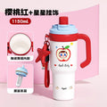Ceramic liner ice tumbler, 316 stainless steel large capacity insulated mug, stylish women's car cup with dual-use straw