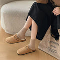 Fleece-lined boken shoes for women 2025new arrivalwinter outdoor heattech fur shoes thick solenon-slip toe cotton slippers wholesale