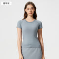 New women's short-sleeve crew neck activewear t-shirt - running, fitness, slim fit, breathable, shaping yoga top - s2067