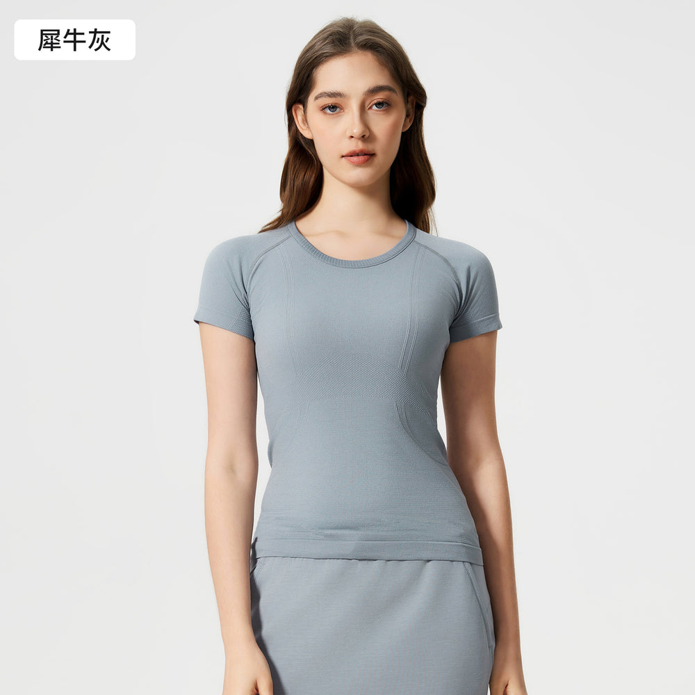 Spring/summer new women's short-sleeve crew neck sports t-shirt - running, fitness, slim-fit, breathable yoga top - s2067
