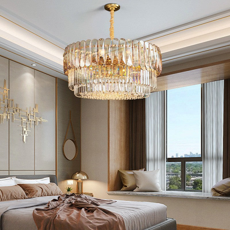 Light luxury crystal lamp creative living room chandelier post-modern simple atmosphere high-end villa Hong Kong-style restaurant bedroom lighting
