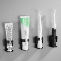 Black electric toothbrush holder - no drilling required, bathroom wall-mounted toothbrush rack, wall-mounted toothpaste dispenser, household organizer