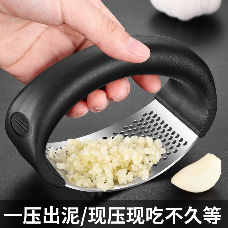 Douyin thickened stainless steel ring garlic press multi-functional garlic peeler garlic press manual garlic press