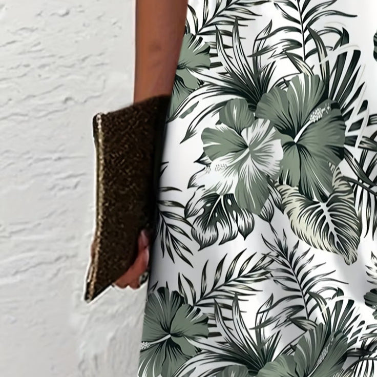 wholesale women's short-sleeved dresses, fashionable women's dresses for spring, summer, and autumn, new cross-border printed designs