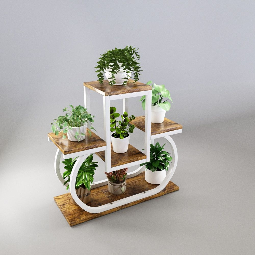 Wrought iron flower stand indoor for home balcony bay window storage living room creative succulent pothos floor-standing thickened flower stand flower pot