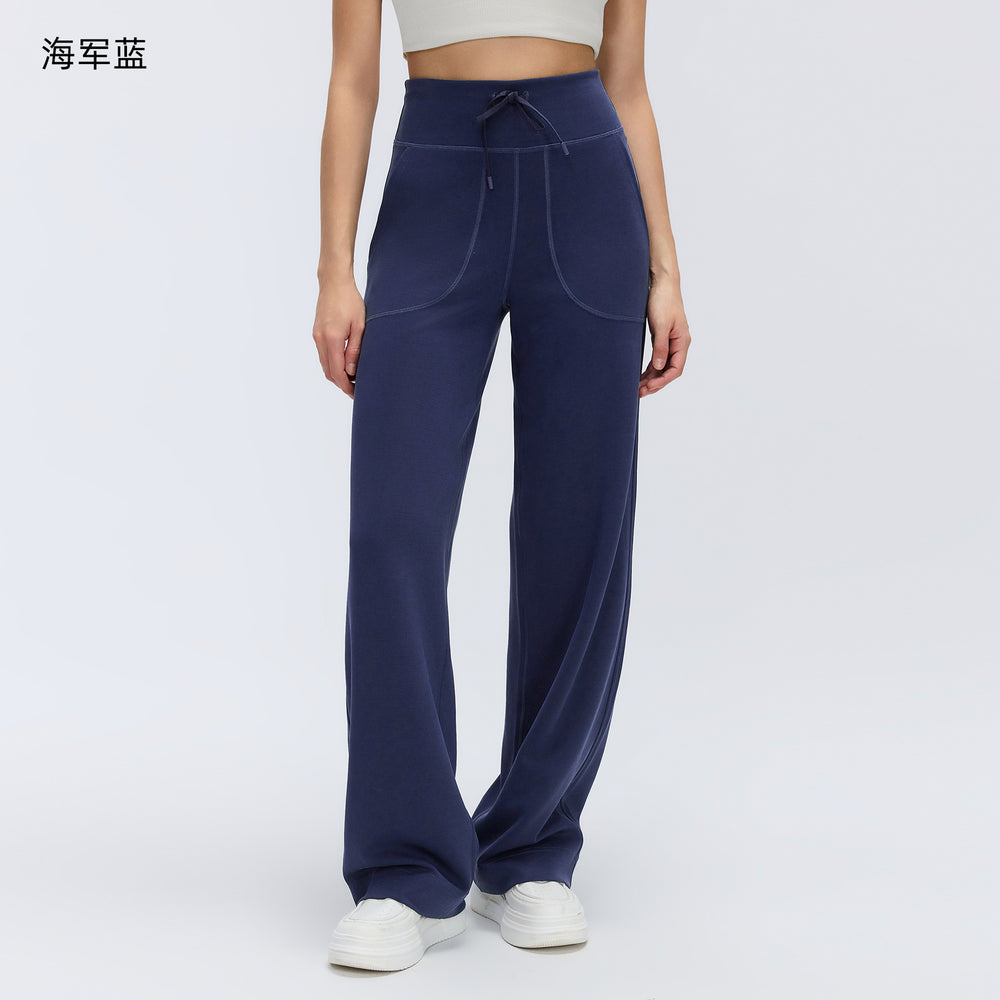 High-waisted, slimming, straight-leg pants for women. features a relaxed, loose fit with a beautiful drape. perfect for casual wear, wide-leg style, pilates, fitness, and yoga. style number: d25177