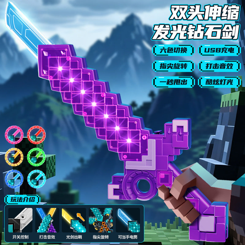 My diamond sword world laser sword pixel weapon minecraft kids boys light-up night light toy - wholesale from manufacturer