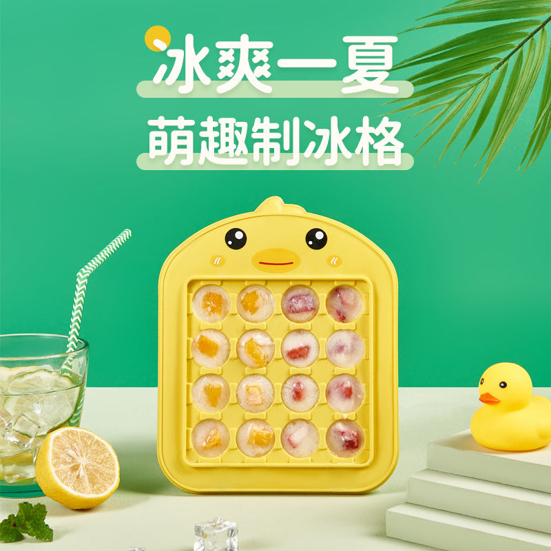 Cute duck ice cube tray ice box for home refrigerator ice cube ice cube mold creative covered quick frozen ice storage box ice making box