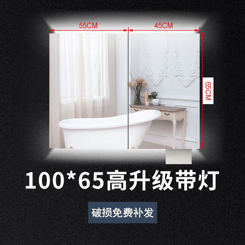 Stainless Steel Bathroom Mirror Cabinet Wall-mounted Toilet Mirror Box Toilet Bathroom Mirror with Shelf Dressing Storage