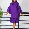 D488   summer/autumn new fashion casual ruffle bell sleeve plus size export dress