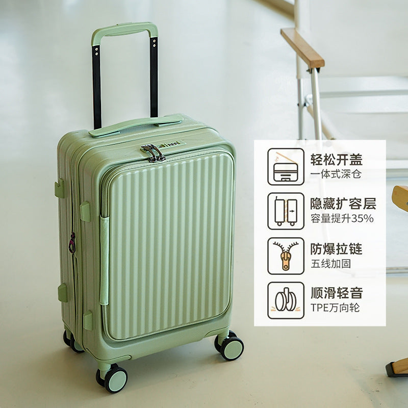 New front open suitcase women's 20-inch small boarding case 24-inch anti-drop trolley case travel bag password case