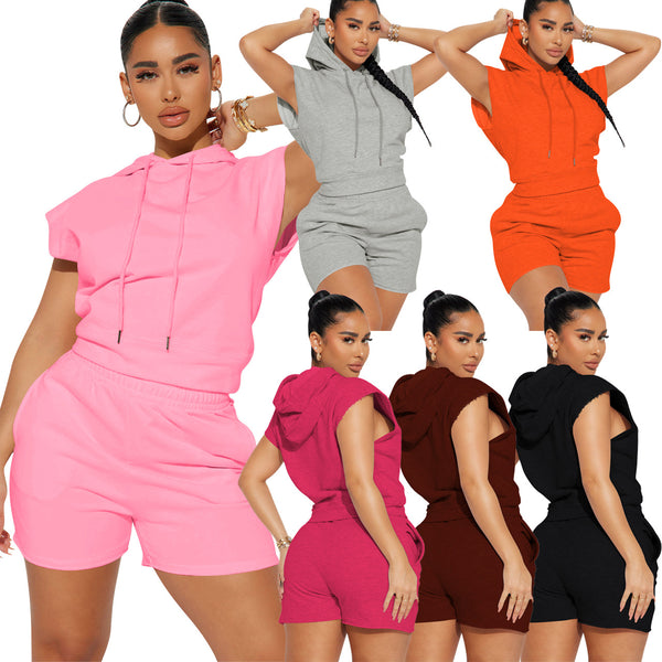 YD8692-E3 special products are non-refundable and non-exchangeable. European and American women's clothing fashion, leisure and sports hooded two-piece set.