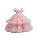 Girls' formal dress cake skirt fluffy ankle-length flower girl wedding dress runway one-shoulder children's princess gown gorgeous dress