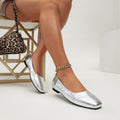 Trendy silver square-toe flats for women: stylish, versatile, and comfortable basics for work and everyday wear
