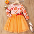 Children's long sleeves double layer mesh dress
