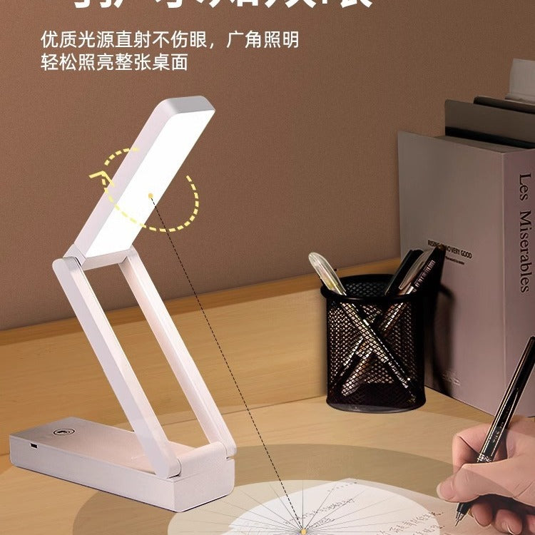 Rechargeable mini desk lamp - eye protection, foldable, portable, extra-long battery life - perfect for college students' study, dorm room, or bedside use