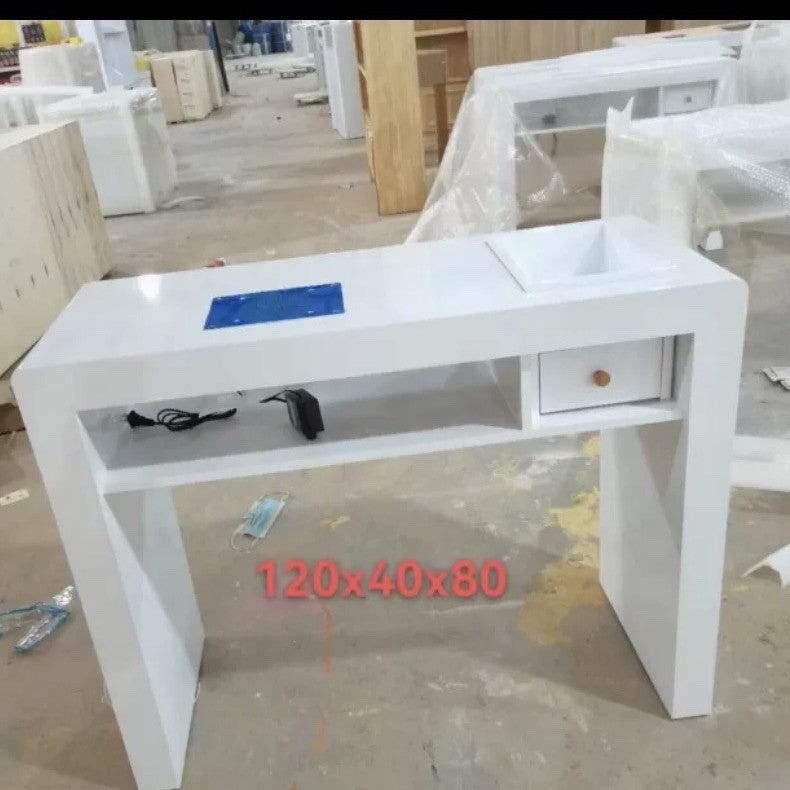 Japanese manicure table Double three-person manicure shop decoration with groove storage box Vacuum cleaner Nail table log
