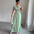new french-style v-neck summer slim-fit dress
