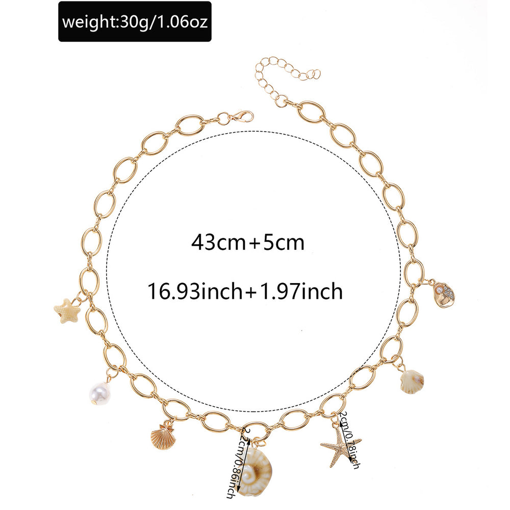 Wholesale seashell pendant necklaces - amazon cross-border conch accessories - women's minimalist irregular starfish pearl choker necklaces