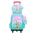 New 3d leather elementary school nylon fabric three-piece set kids' trolley backpack foreign trade lunch bag factory in stock