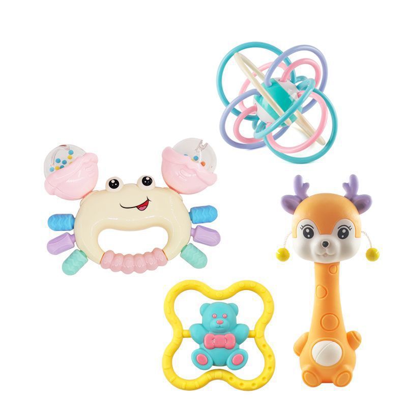 Cross-border  export sika deer toy rattle boiled toothpaste baby Manhattan ball soft glue hand grab ball