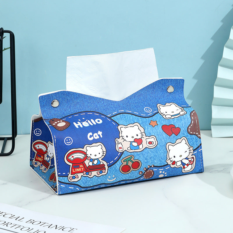 Cartoon Snoopy tissue box plaid living room family car bathroom napkin paper box pumping paper box pumping paper towel box