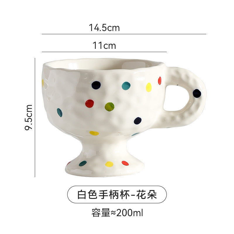 Creative underglaze ceramic mug - minimalist retro niche coffee afternoon tea fruit ceramic handle personalized water cup