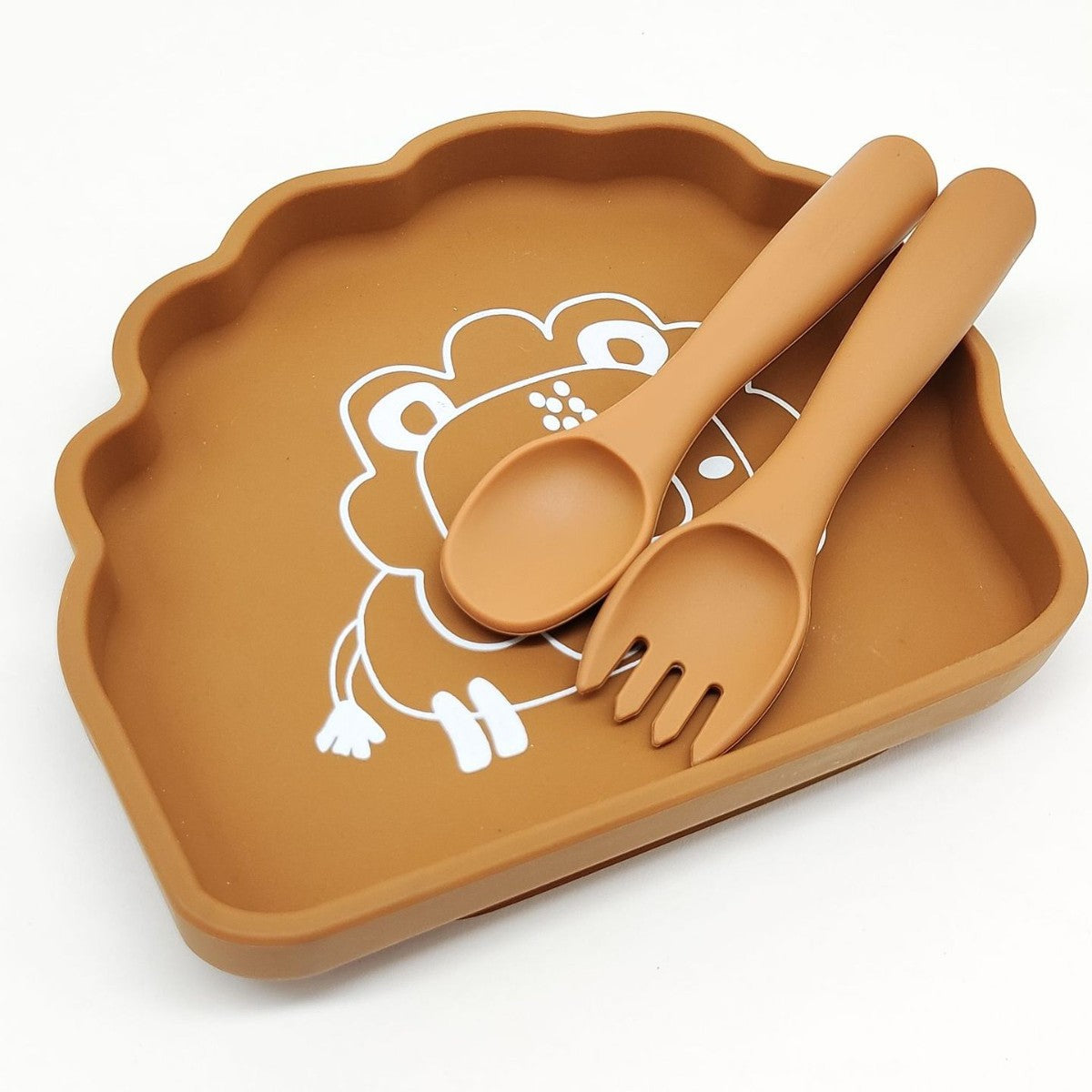 Children's Crocodile Elephant Silicone Plate Set Supplementary Food Grid Infant Learning to Eat Training with Suction Cup