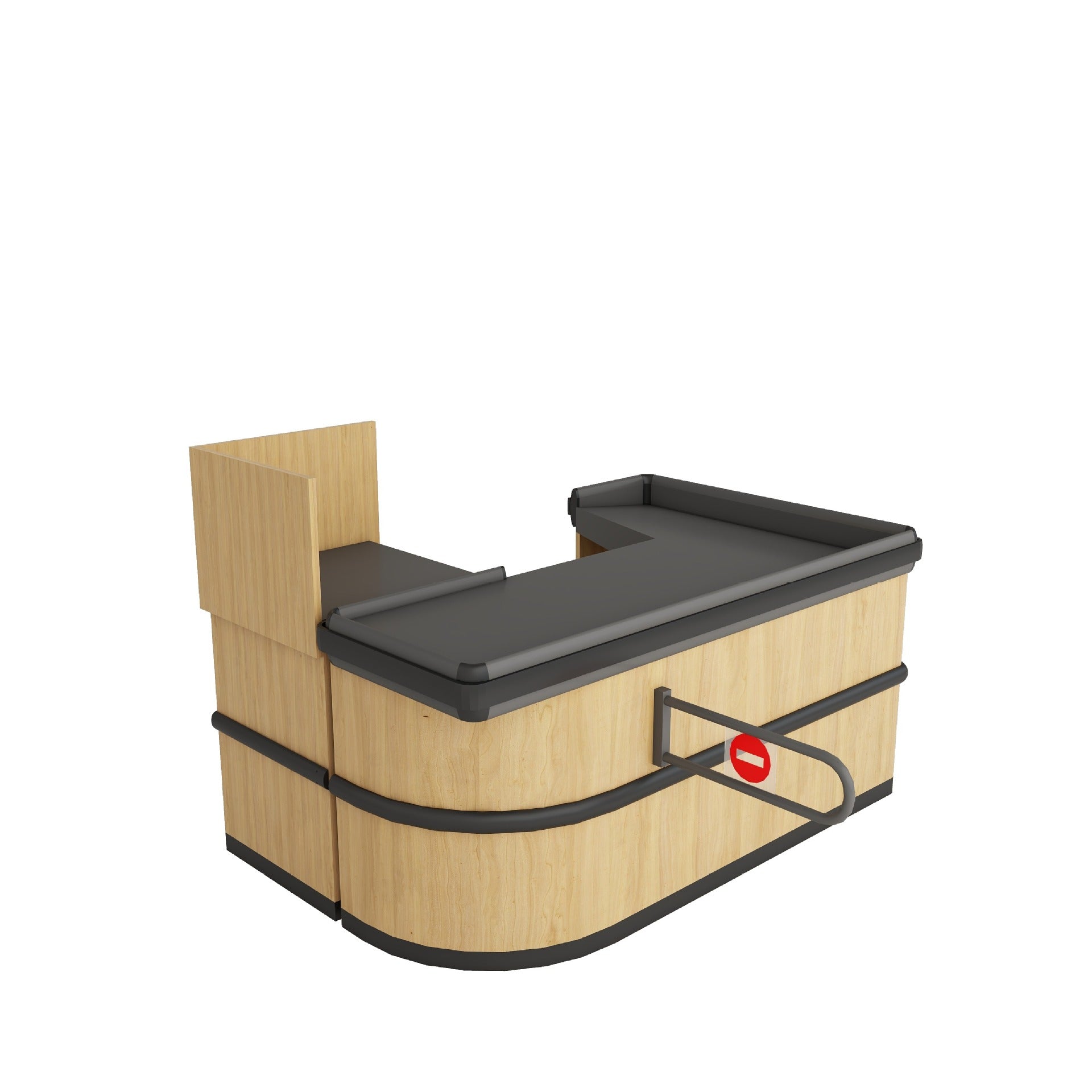 Supermarket convenience store, shopping mall collection cashier corner, simple modern shelf, maternal and infant stationery, pharmacy, front desk cabinet, bar counter