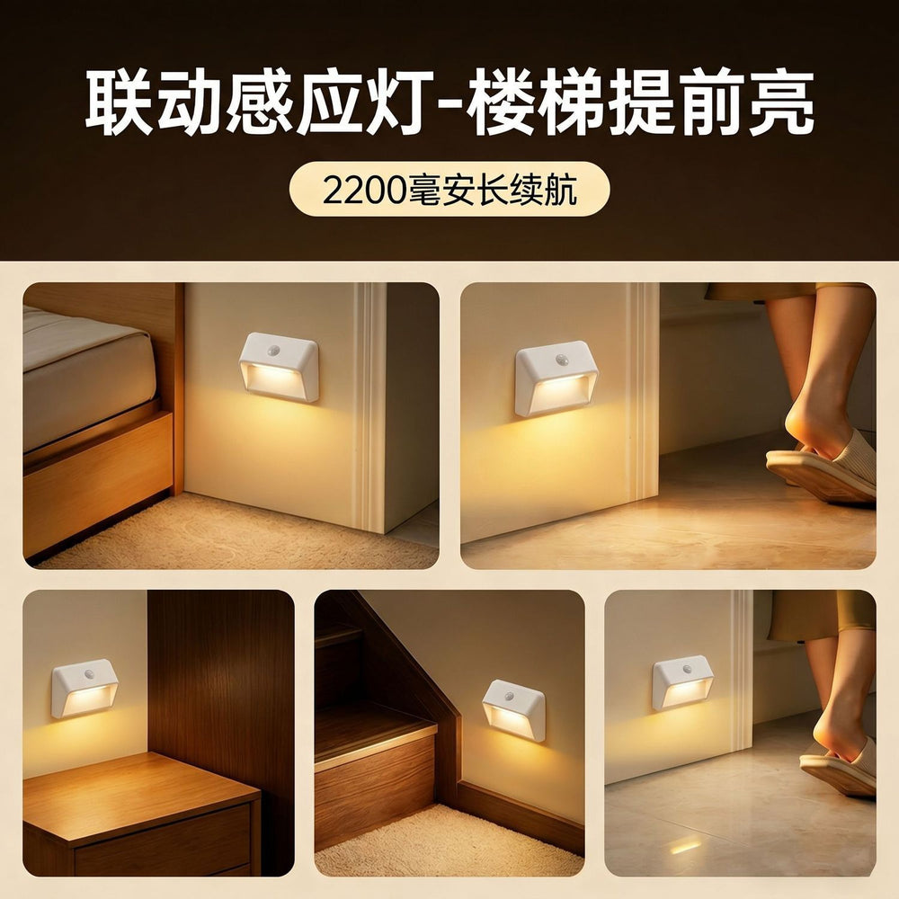 Magnetic induction night light - rechargeable, ideal for apartments, stairs, seniors, bedside, hallways, bathrooms, and footlights
