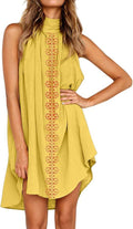 European and american cross-border women's fashion  autumn new sleeveless halter neck printed pleated asymmetrical elegant dress