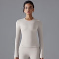 New double-sided brushed nylon long-sleeve yoga top - barely-there feel, casual pilates, running, and workout long-sleeve fitness top