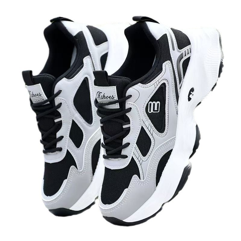 Dad shoes men 2025 spring new men's casual sports shoes trendyeasiest for matchthick solenon-slipabrasion resistant mesh shoes