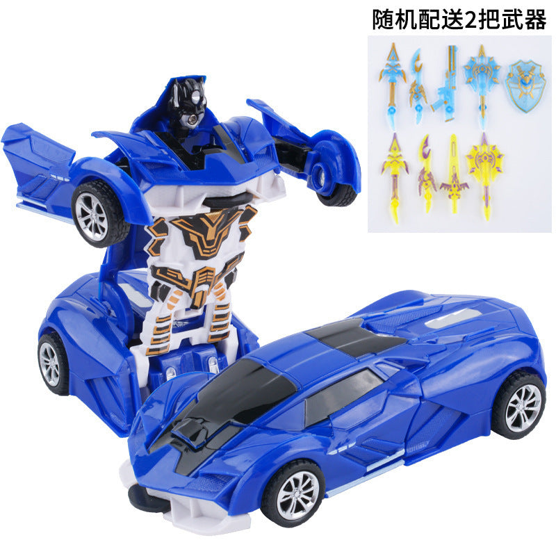 Kids' impact-activated transforming inertia car - boys' toy, impact-transforming sports car, racing car - wholesale for night market, park, and street vendor goods