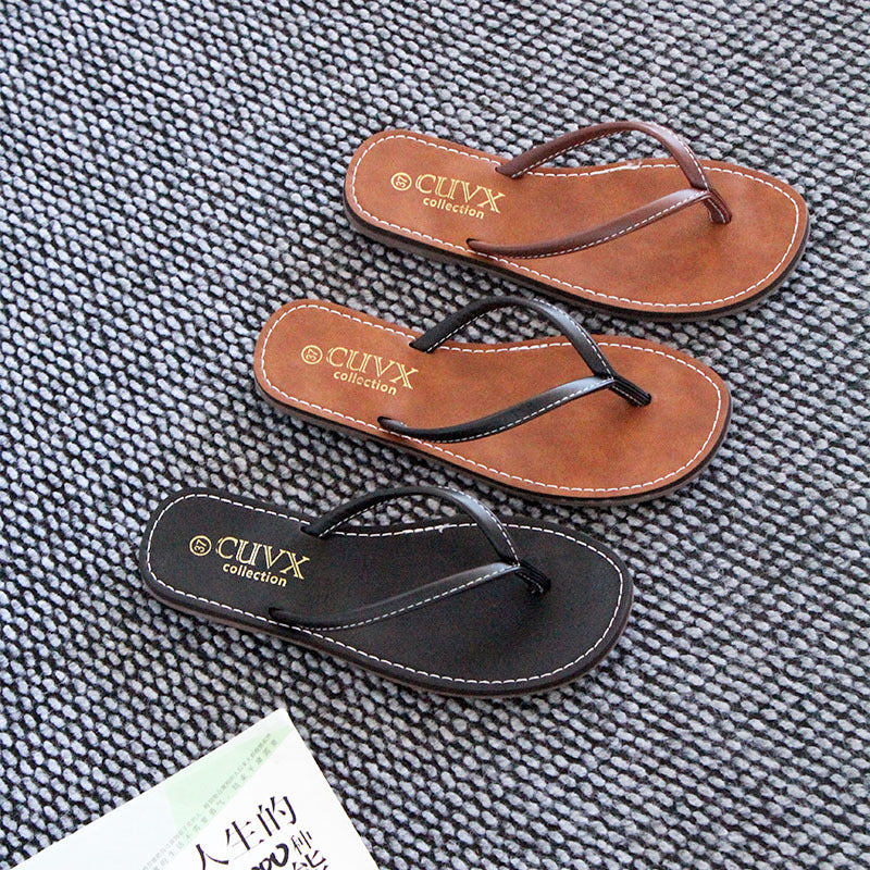 Foreign trade wholesale flat-bottomed flip-flops women's fashion toe cool slippers versatile non-slip craft shoes slippers