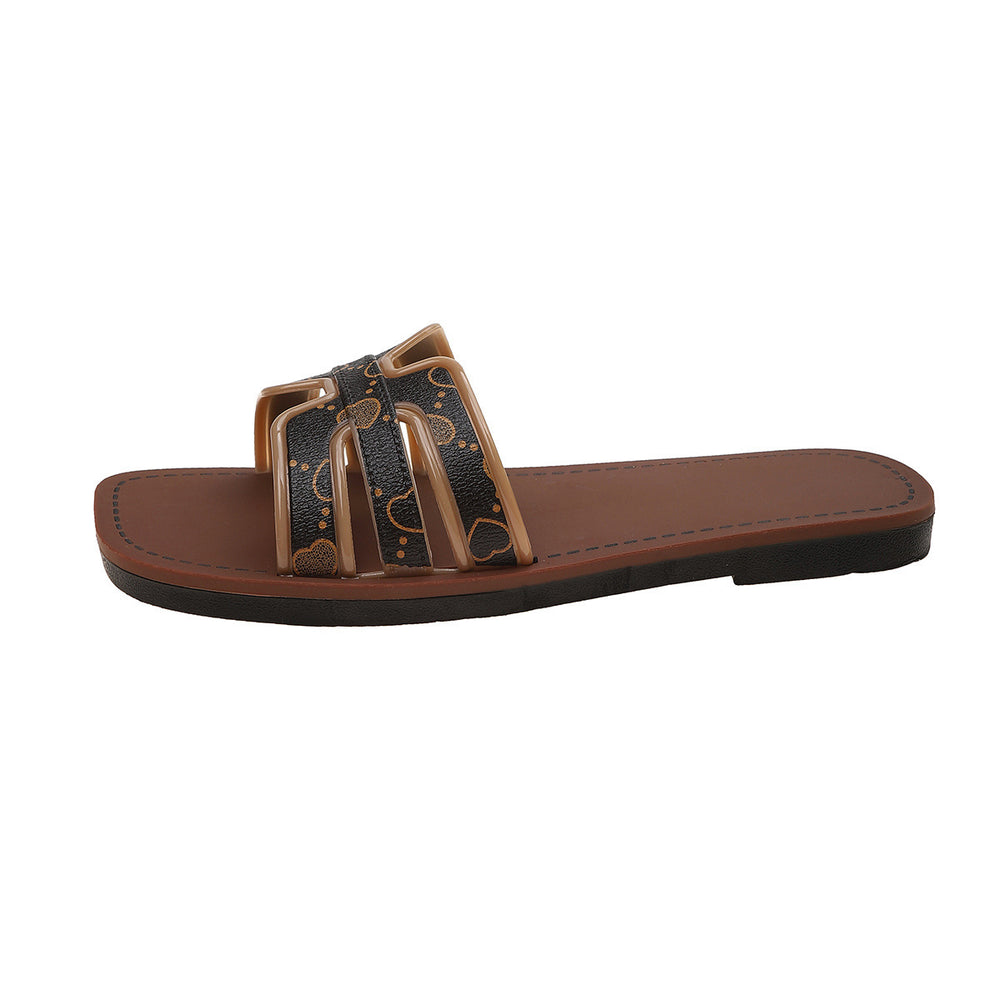 spring new square toe slip-on flat casual lightweight comfortable women's sandals - wholesale
