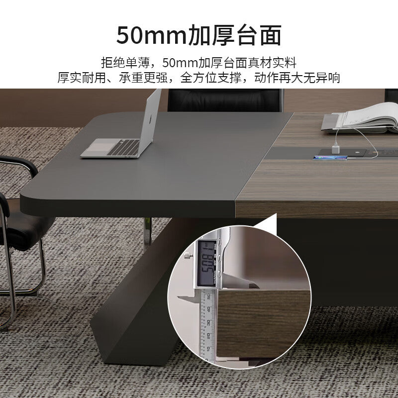 Saint-li conference table and chair set - minimalist conference room office desk, long table with rounded corners, large capacity for employee training