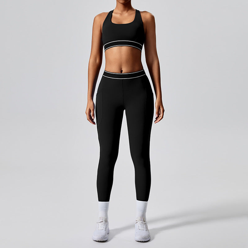 new arrival with chest pad elastic fitness fashion yoga clothes two-piece set women's pilates sports yoga clothes suit