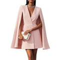 european and american  cross-border autumn commute double-breasted shawl cape solid color suit dress women's clothing