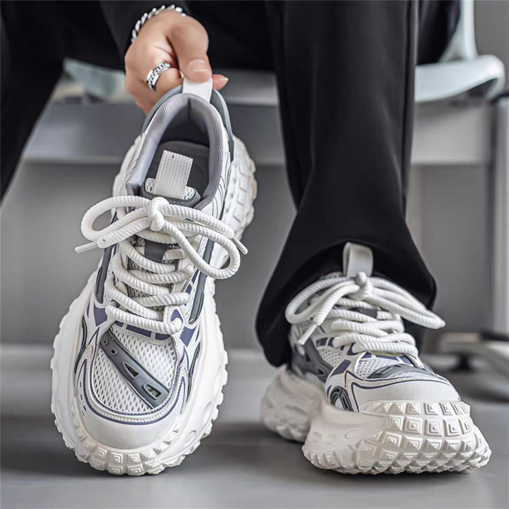 Men's shoes 2026 new summer breathable mesh casual anti-slip height increasing hong kong style trendy brand student sports dad shoes