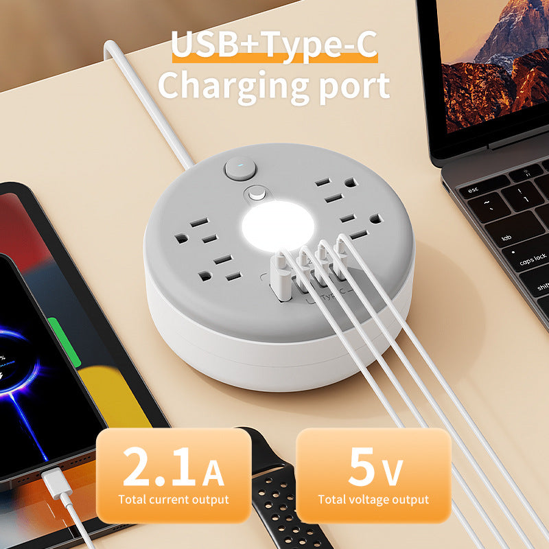 Us standard travel adapter power strip with 4 outlets, pd usb, for home use in the us, canada, and mexico