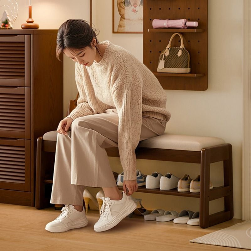 Solid wood entrance door shoe changing stool accessible luxuryclassy sense shoe cabinet stool all-in-onefor home can sit storage bench bench